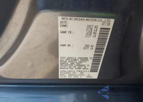 2018 Nissan Altima 2.5 S z USA, uszkodzony, nr VIN 1N4AL3APXJC286311